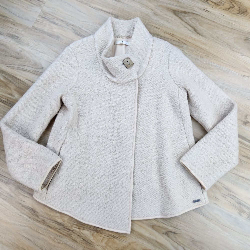 🐞Prana Cream Wool Blend Blend Button High Neck Jacket Small